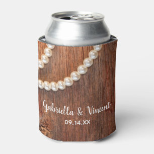 Rustic Pearls Country Barn Wedding Favours Can Cooler