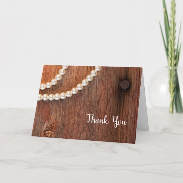 Rustic Pearls Country Bridesmaid Thank You Card (Front)