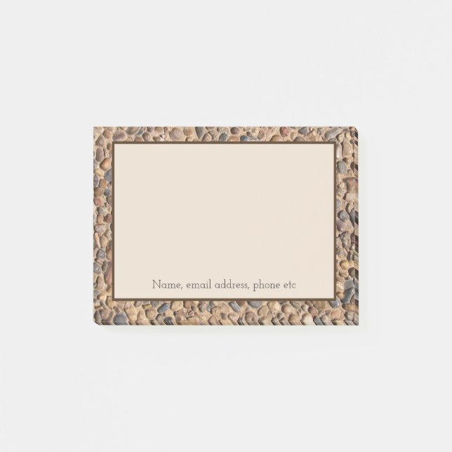 Rustic Pebble Stones Photo with Custom Text Post-it Notes (Front)