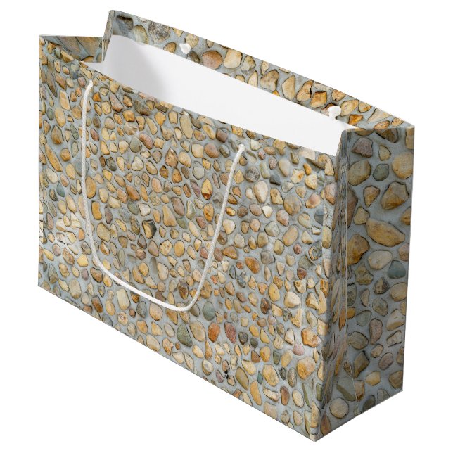 Rustic Pebblestone Wall  Large Gift Bag (Front Angled)