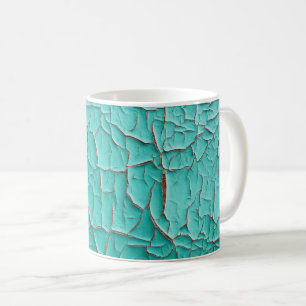 Rustic peeling paint teal blue vintage coffee mug