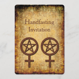 Rustic Pentacles Lesbian Handfasting Invitation