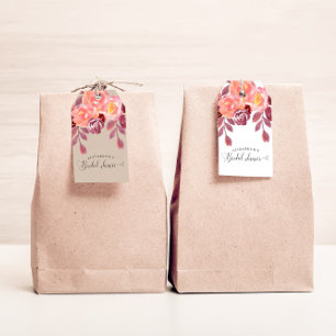 Rustic Peonies Elegant Script Bridal Shower Gift Tags