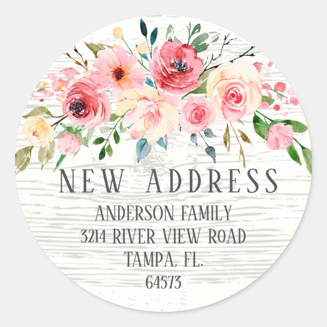Rustic Peonies Rose Floral  Return Address Label (Front)