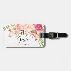 Rustic Peony Floral Bridesmaid Luggage Tag