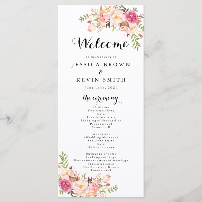 Rustic Peony Floral Programme (Front)