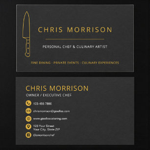 Rustic Personal Chef Catering Knife Business Card