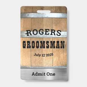 Rustic Personalised Bachelor Party ID Badge