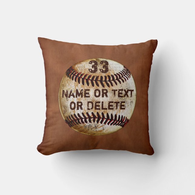 Rustic Personalised Baseball Team Gifts or Seniors Cushion (Front)