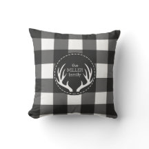 Rustic Personalised Black White Plaid Antler