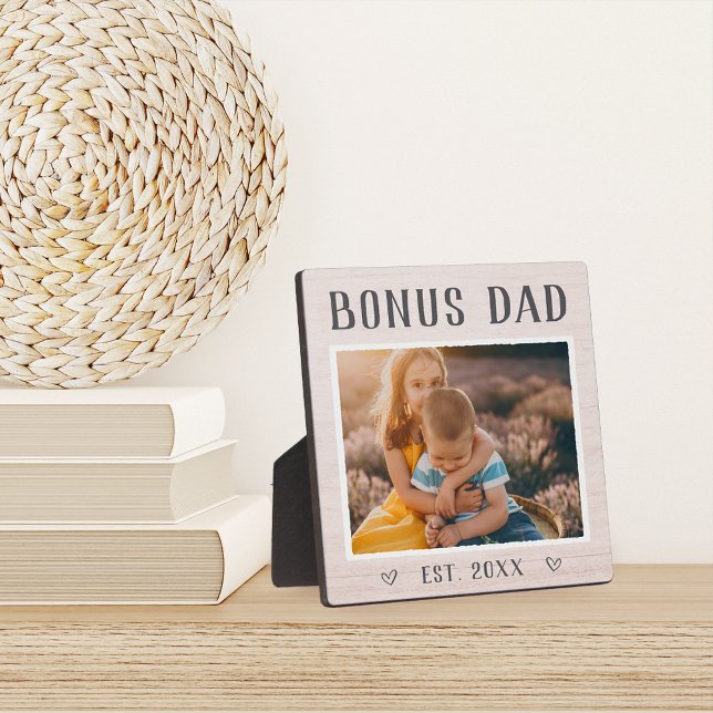 Rustic Personalised Bonus Dad Stepfather Photo Plaque (Creator Uploaded)