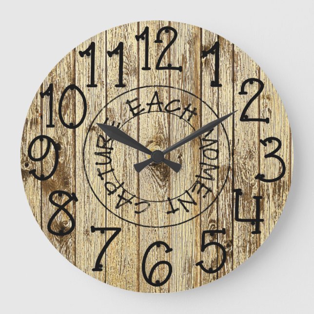 Rustic Personalised Brown Wood Capture Each Moment Large Clock (Front)