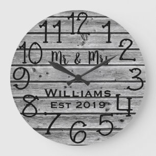 Rustic Personalised Brown Wood Custom Large Clock
