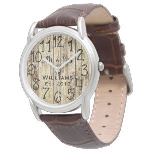 Rustic Personalised Brown Wood Custom Watch