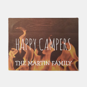 Rustic Personalised Camping Campfire Happy Campers Doormat
