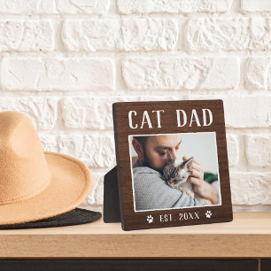 Rustic Personalised Cat Dad Photo Plaque