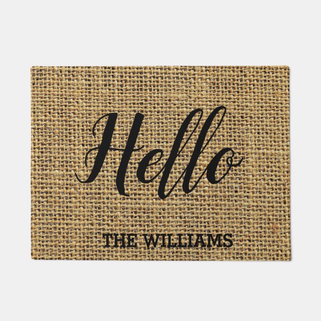 Rustic Personalised Family Name with Hello Doormat (Front)