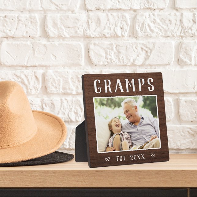 Rustic Personalised Gramps Grandpa Photo Plaque (Creator Uploaded)