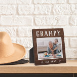 Rustic Personalised Grampy Grandpa Photo Plaque<br><div class="desc">Custom grandpa plaque for Father's Day,  birthdays,  or Grandparents Day features a favourite photo of his grandchild or grandkids with "Grampy" above in rustic lettering. Personalise with the year he became a grandfather beneath,  or add a custom message or name.</div>