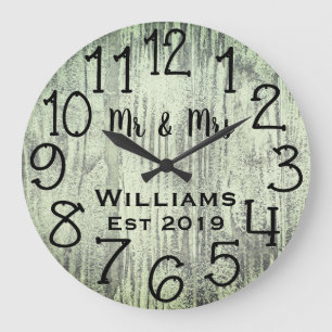 Rustic Personalised Grey Wood Custom Large Clock