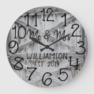 Rustic Personalised Grey Wood Custom Large Clock