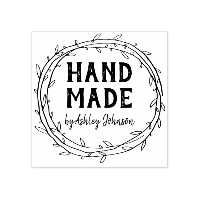 Rustic Personalised Hand Made By Rubber Stamp (Imprint)
