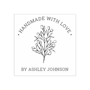 Rustic Personalised Handmade With Love Rubber Stamp
