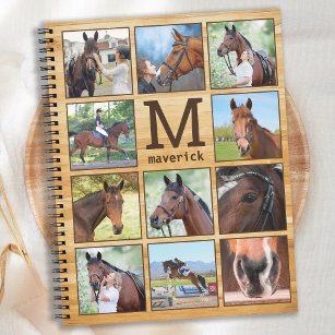 Rustic Personalised Horse Monogram Photo Collage Notebook