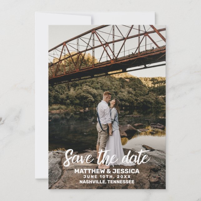 Rustic Personalised Lake Wedding Save the Date (Front)