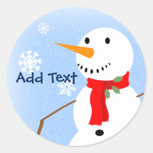 Rustic Personalised Name Snowman Classic Round Sticker