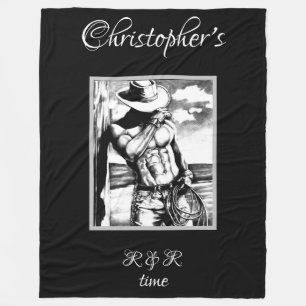 Rustic Personalised Name Western Masculine Art Fleece Blanket