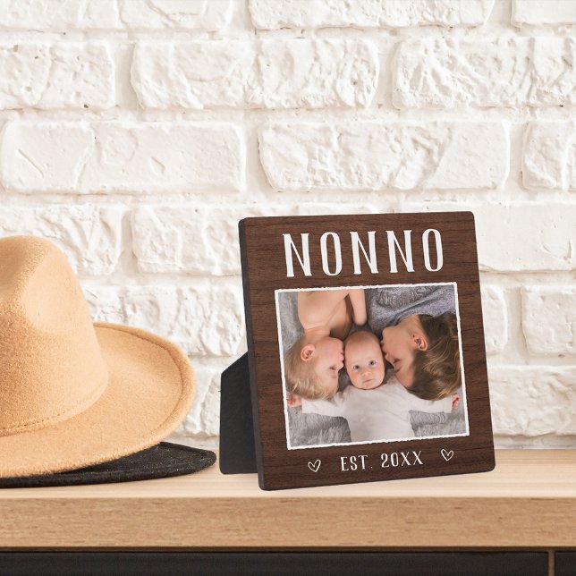 Rustic Personalised Nonno Grandpa Photo Plaque (Creator Uploaded)