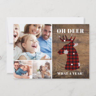 Rustic Personalised Oh Deer Photo Collage Holiday Card