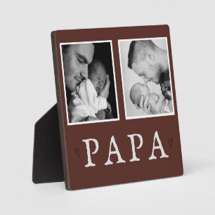 Rustic Personalised PAPA 2-Photo Plaque 