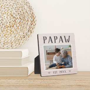 Rustic Personalised Papaw Grandpa Photo Plaque