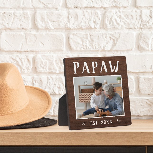 Rustic Personalised Papaw Grandpa Photo Plaque (Creator Uploaded)