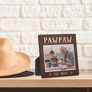 Rustic Personalised Pawpaw Grandpa Photo Plaque