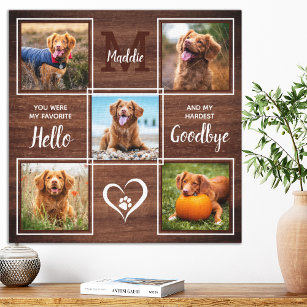 Rustic Personalised Pet Memorial Photo Collage Canvas Print