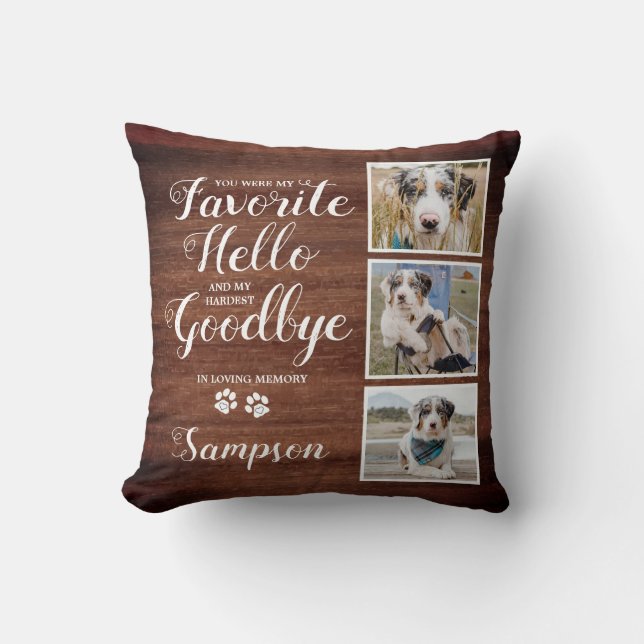 Rustic Personalised Pet Memorial Photo Collage Cushion (Front)