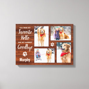 Rustic Personalised Pet Memorial Photo Collage Dog Canvas Print