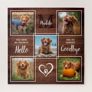 Rustic Personalised Pet Memorial Photo Collage Jig Jigsaw Puzzle