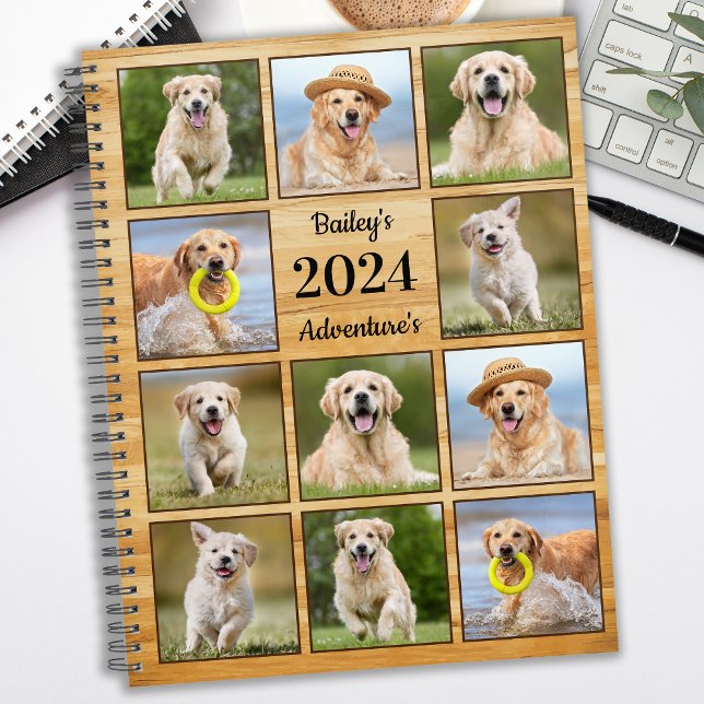Rustic Personalised Pet Puppy Dog Photo Collage Planner (Creator Uploaded)