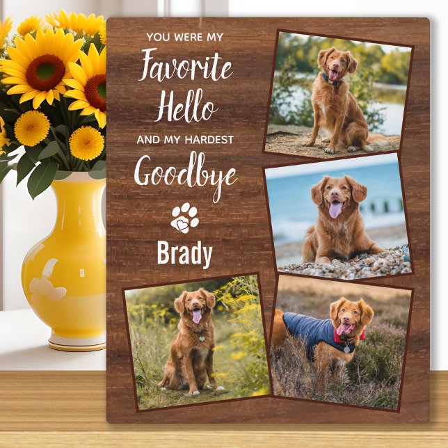 Rustic Personalised Photo Collage Pet Memorial Plaque (Creator Uploaded)