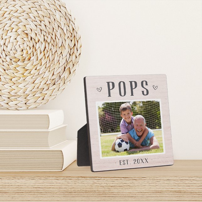 Rustic Personalised Pops Grandpa Photo Plaque (Creator Uploaded)