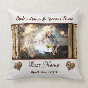 Rustic Personalised Wedding Photo Gifts, Wedding Cushion