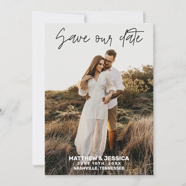 Rustic Personalised Wedding Save the Date (Front)