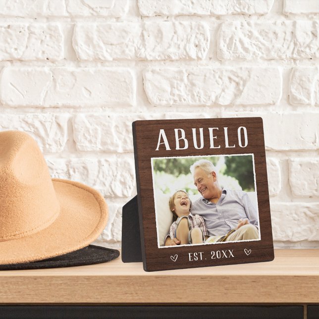 Rustic Personalized Abuelo Grandpa Photo Plaque (Creator Uploaded)