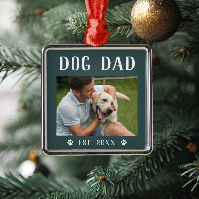 Rustic Personalized Dog Dad Photo Metal Tree Decoration (Creator Uploaded)