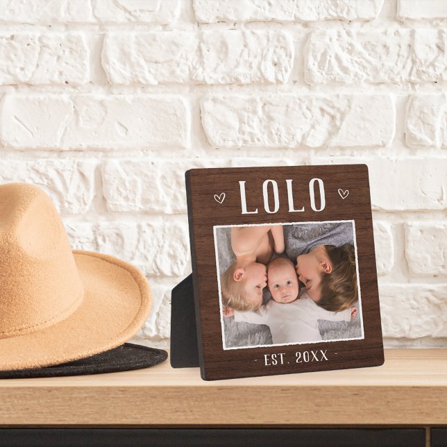 Rustic Personalized Lolo Grandpa Photo Plaque (Creator Uploaded)
