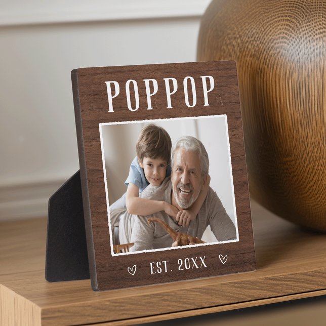 Rustic Personalized Poppop Grandpa Photo Plaque (Creator Uploaded)